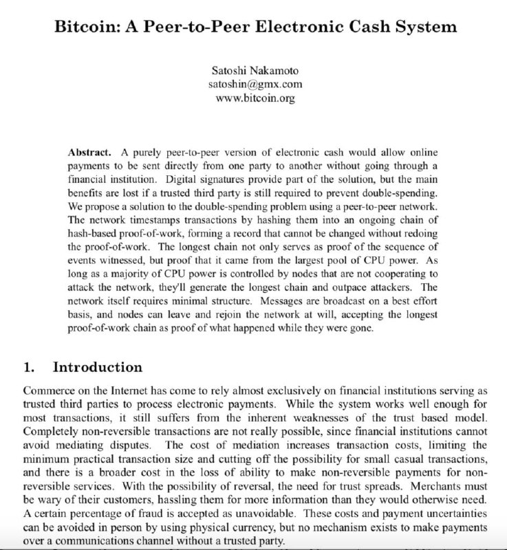 17 years ago today, Satoshi Nakamoto published the Bitcoin whitepaper.@WatcherGuru17 years ago today, Satoshi Nakamoto published the Bitcoin whitepaper.@WatcherGuru