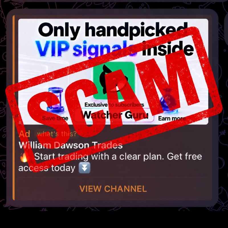 🚨 WARNING: Please disregard any Telegram ads appearing on this channel that claim to be affiliated with Watcher Guru.Watcher Guru does NOT operate or endorse any 