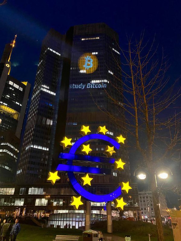 JUST IN: Bitcoin on display at the European Central Bank in Frankfurt, Germany.@WatcheGuru