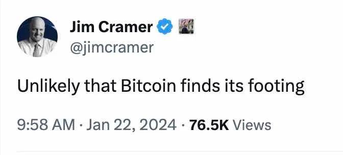 5 weeks ago, Jim Cramer said #Bitcoin 