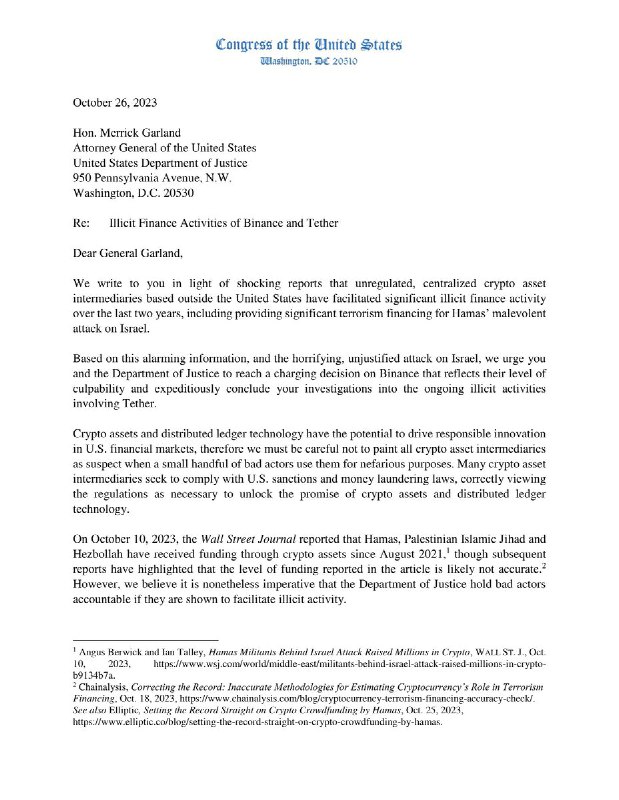 JUST IN: 🇺🇸 US Senator Cynthia Lummis asks the Department of Justice to criminally charge Binance & Tether.@WatcherGuru