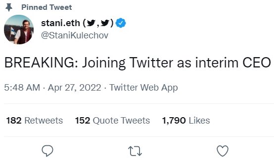 JUST IN: The founder of AAVE has been banned from Twitter for joking about being the new CEO. @WatcherGuru