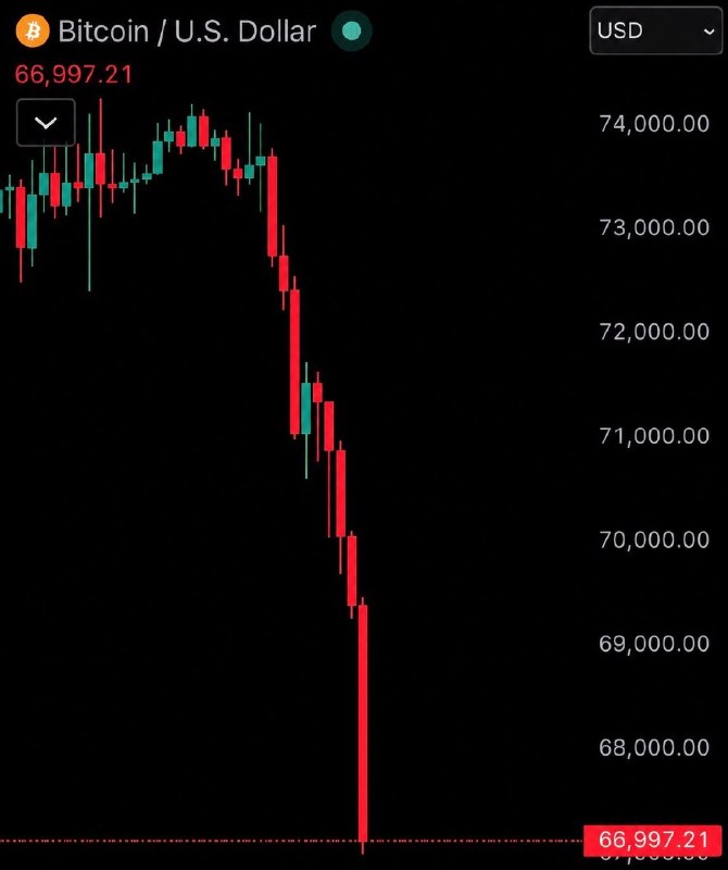 JUST IN: Bitcoin crashes under $67,000$700,000,000 liquidated from the crypto market in the past 2 hours.@WatcherGuru
