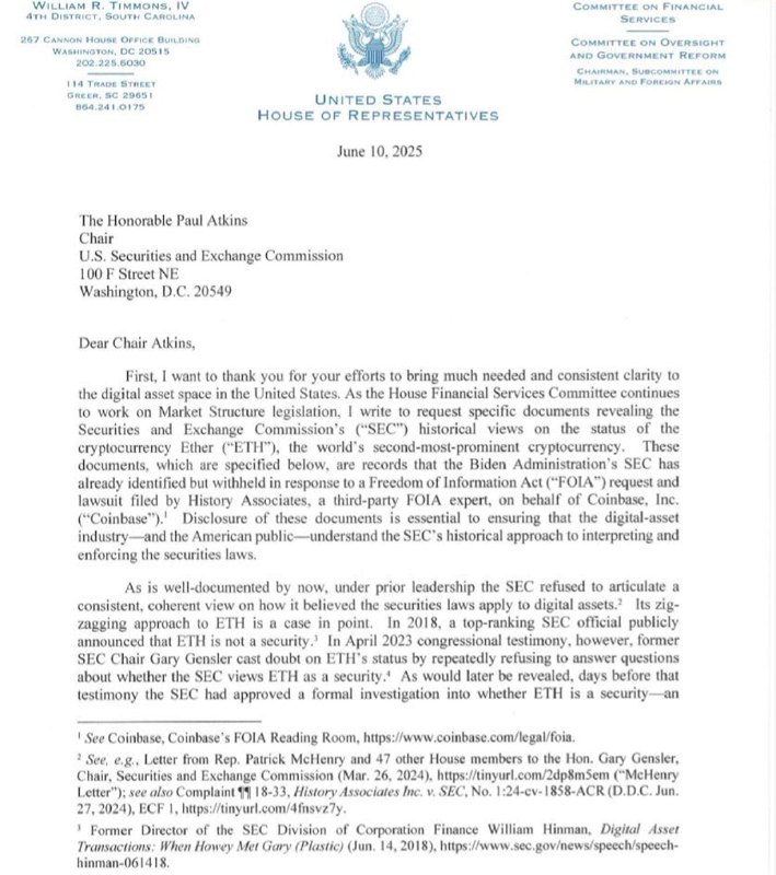 JUST IN: 🇺🇸 Congressman William Timmons requests all documents related to the 