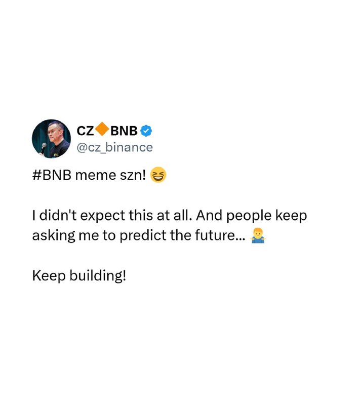 JUST IN: Binance Founder CZ says it's 