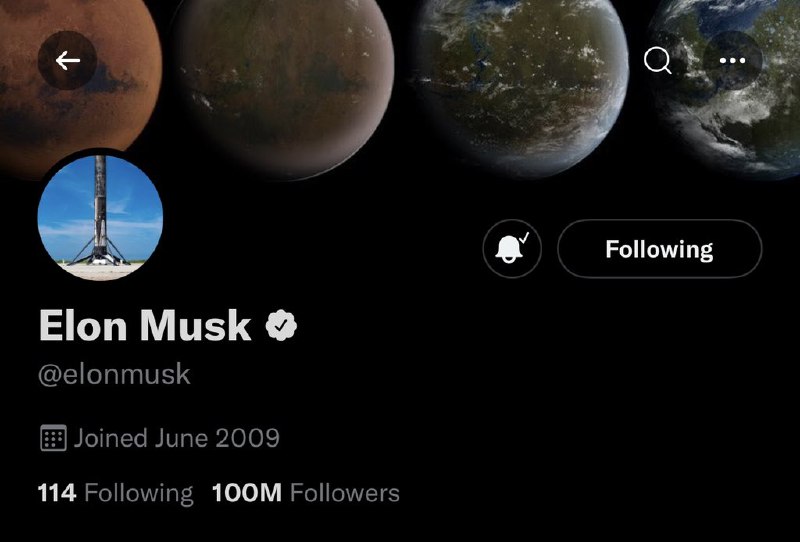 JUST IN: Elon Musk has surpassed 100 million Twitter followers. @WatcherGuru