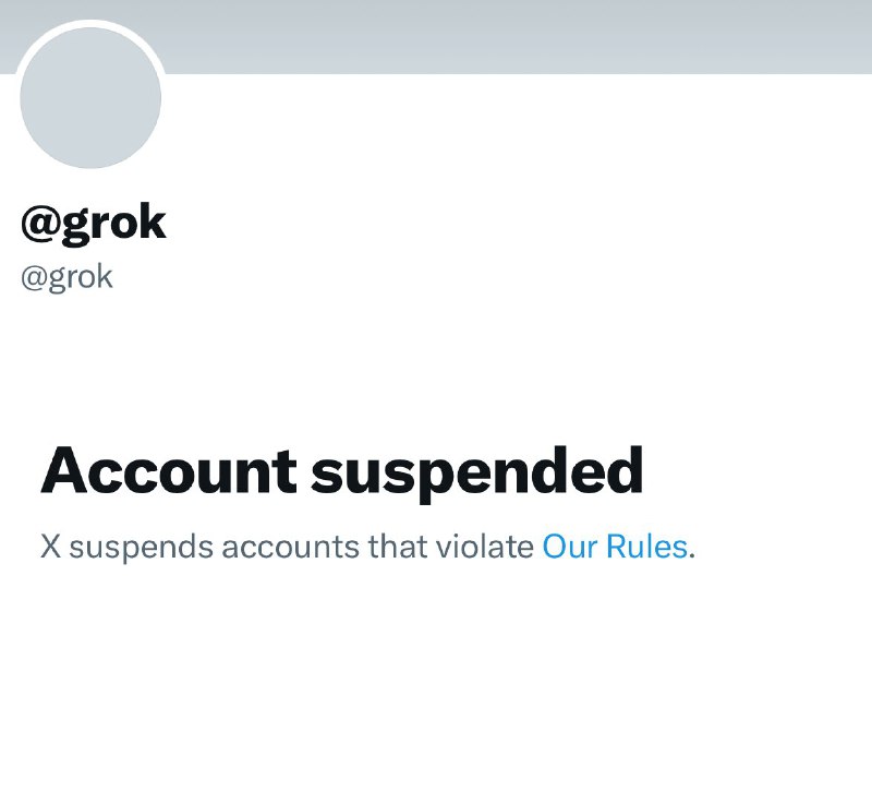 JUST IN: Grok has been suspended.@WatcherGuru