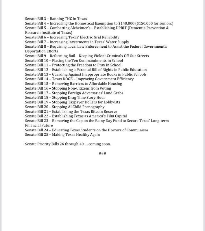 JUST IN: 🇺🇸 Texas Lieutenant Governor Dan Patrick unveils plan to establish a 