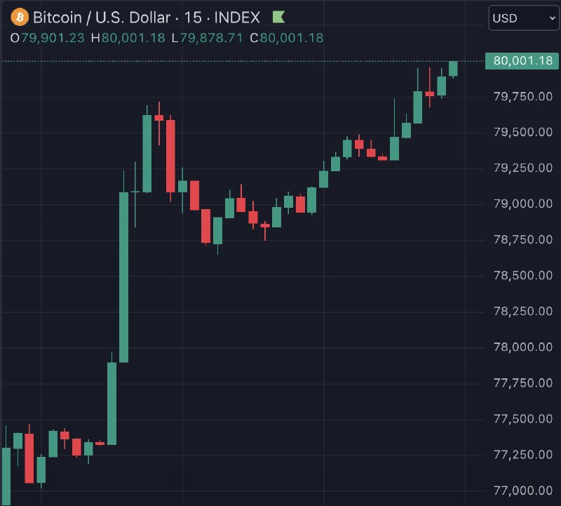 BREAKING: Bitcoin reaches new all-time high of $80,000@WatcherGuru