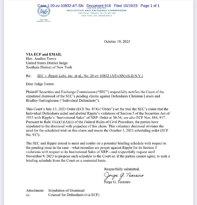 JUST IN: 🇺🇸 SEC drops lawsuit against Ripple XRP executives.@WatcherGuru