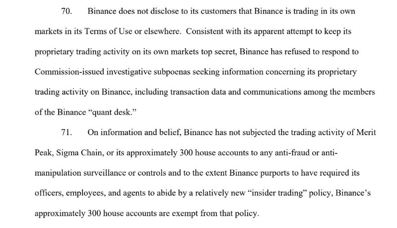 JUST IN: 🇺🇸 CFTC lawsuit alleges 300 Binance accounts associated with its CEO were exempt from the company's 