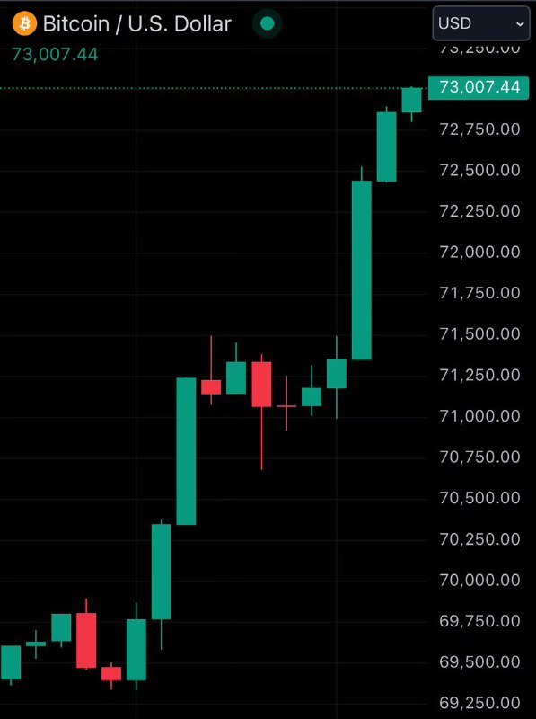 JUST IN: $73,000 Bitcoin@WatcherGuru