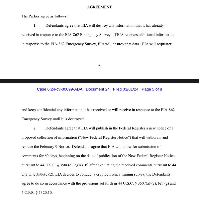 JUST IN: 🇺🇸 Texas Blockchain Council's lawsuit successfully stops the Biden administration from government data collection on Bitcoin miners. The Government agrees to destroy data collected.@WatcherGuruJUST IN: 🇺🇸 Texas Blockchain Council's lawsuit successfully stops the Biden administration from government data collection on Bitcoin miners. The Government agrees to destroy data collected.@WatcherGuru