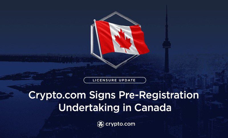 JUST IN: 🇨🇦 Crypto.com has signed a pre-registration undertaking with the Ontario Securities Commission (OSC) in Canada. 📰 Full Story@WatcherGuru