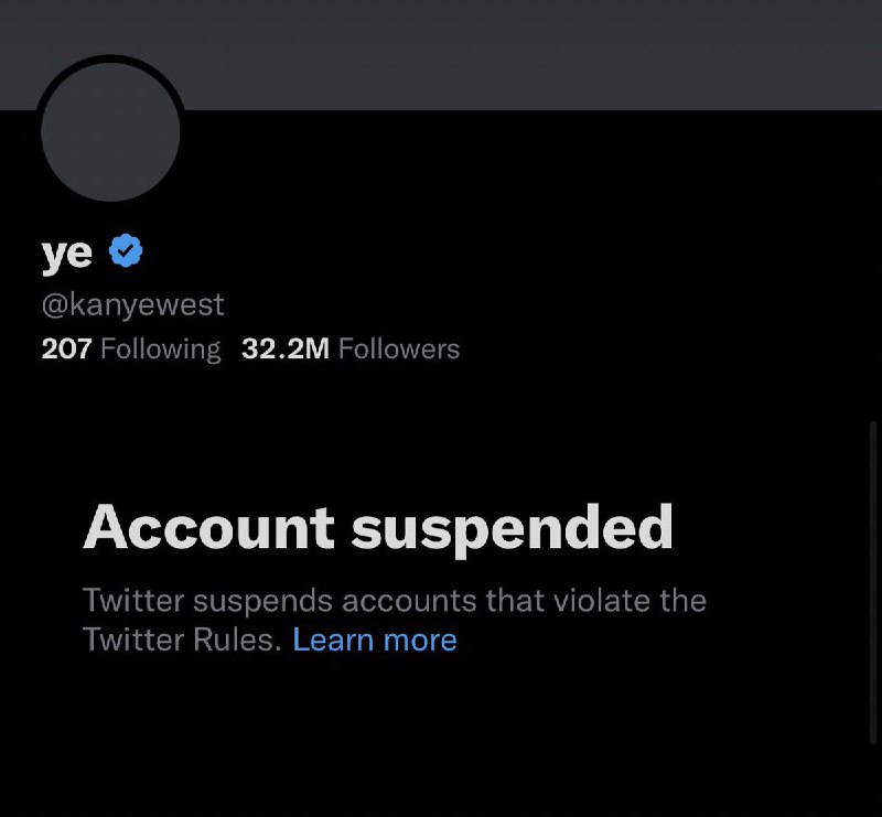 JUST IN: Elon Musk has suspended Kanye West from Twitter.📰 Full Story @WatcherGuru