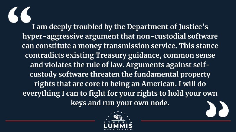 JUST IN: 🇺🇸 US Senator Cynthia Lummis says she is concerned by the Biden administration's attack on Bitcoin and decentralized finance. 