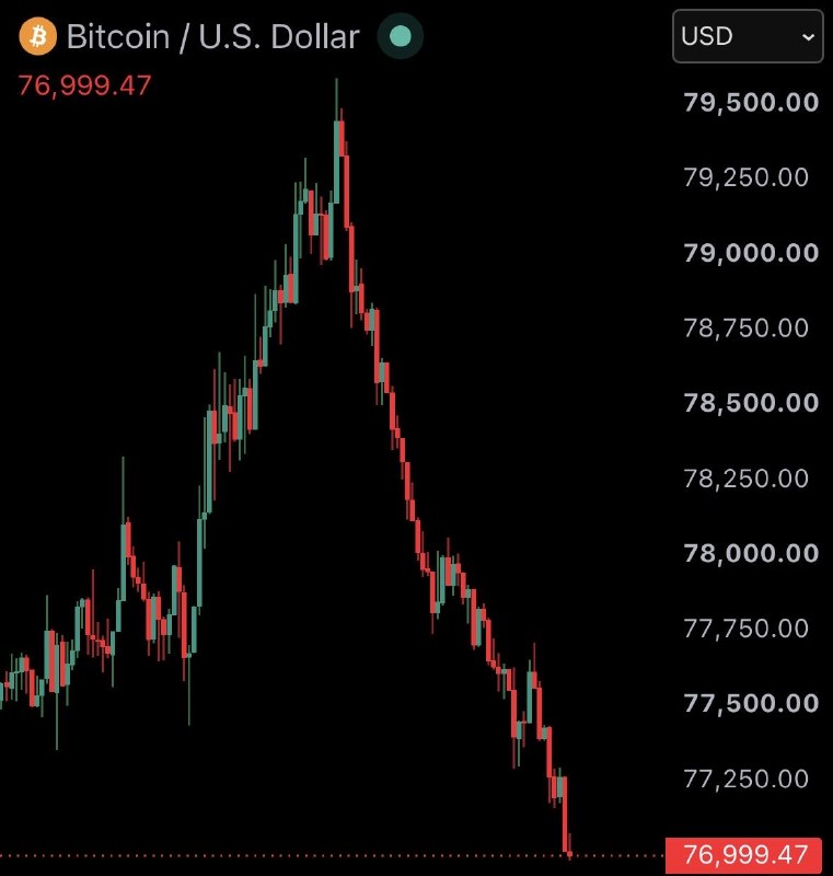 JUST IN: Bitcoin falls under $77,000@WatcherGuru