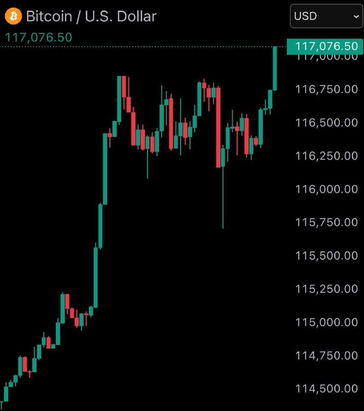 JUST IN: Bitcoin reclaims $117,000@WatcherGuruJUST IN: Bitcoin reclaims $117,000@WatcherGuru