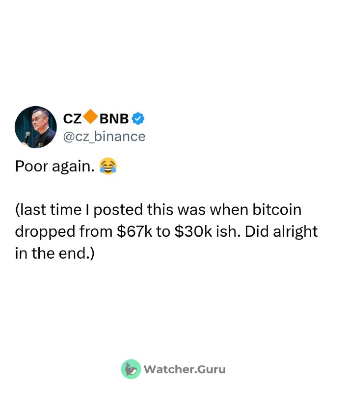 JUST IN: Binance founder CZ says he is 