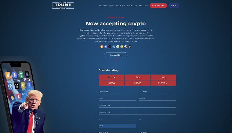 JUST IN: Donald Trump's presidential campaign officially accepts Bitcoin and crypto.@WatcherGuru