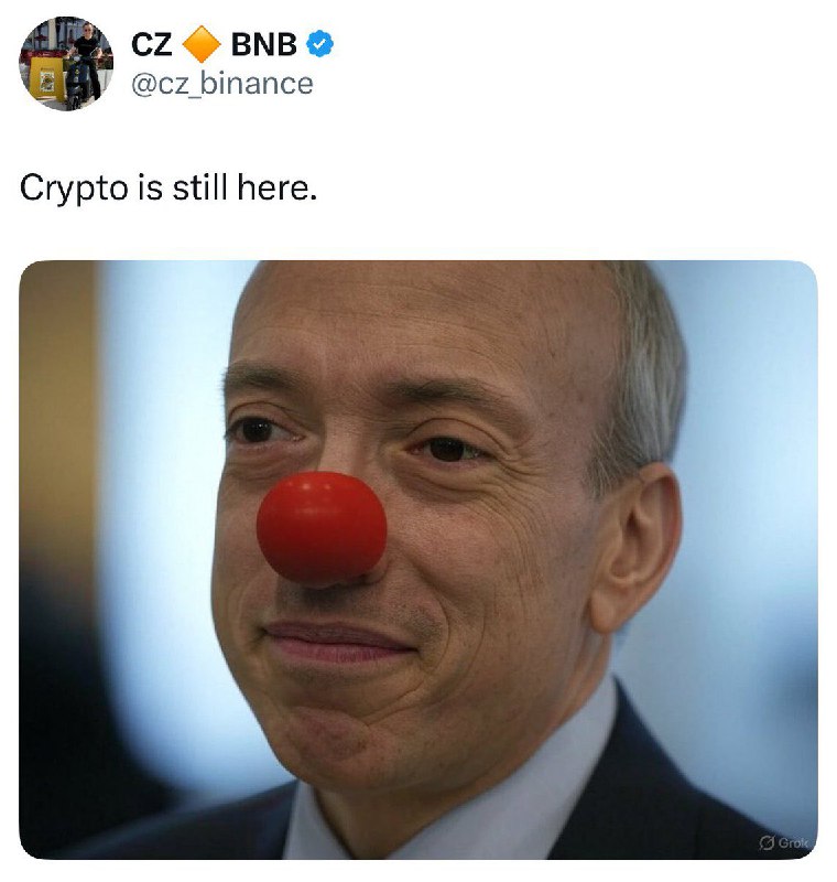JUST IN: Binance Founder CZ trolls ex-Chair Gary Gensler after SEC dropped its lawsuit.@WatcherGuru