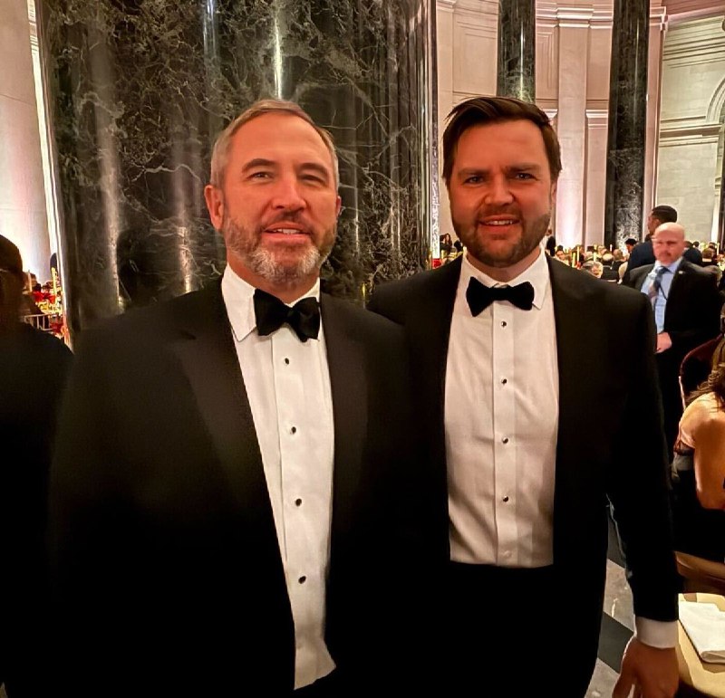 JUST IN: Ripple CEO Brad Garlinghouse and Vice President JD Vance at the inauguration events this weekend.@WatcherGuru