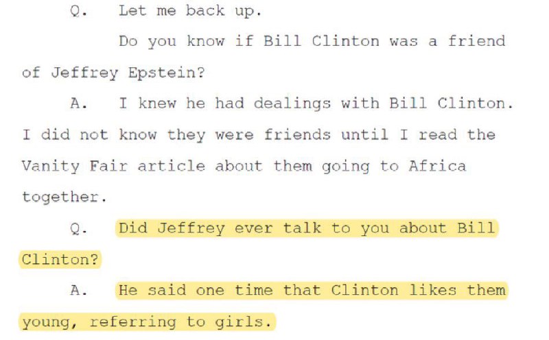 JUST IN: 🇺🇸 Former President Bill Clinton named in Jeffery Epstein documents: 
