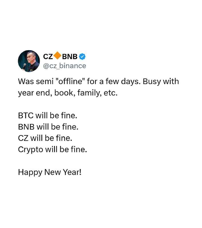 JUST IN: Binance Founder CZ says Bitcoin and crypto 