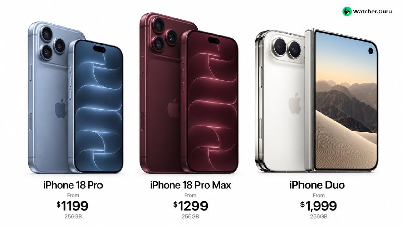 JUST IN: New Apple $AAPL iPhone prices:iPhone 18 Pro: $1,199iPhone 18 Pro Max: $1,299Foldable 