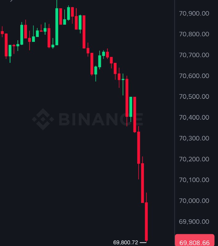 JUST IN: Bitcoin falls under $70,000@WatcherGuruJUST IN: Bitcoin falls under $70,000@WatcherGuru