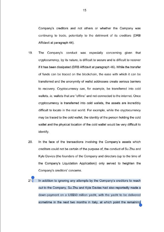 JUST IN: Court filings reveal Three Arrows Capital founders Su Zhu and Kyle Davies may have purchased a $50 million yacht with borrowed funds. @WatcherGuru