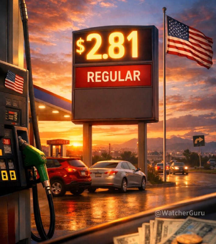 JUST IN: 🇺🇸 Average gas price in US falls to $2.81, the lowest level in five years.@WatcherGuruJUST IN: 🇺🇸 Average gas price in US falls to $2.81, the lowest level in five years.@WatcherGuru