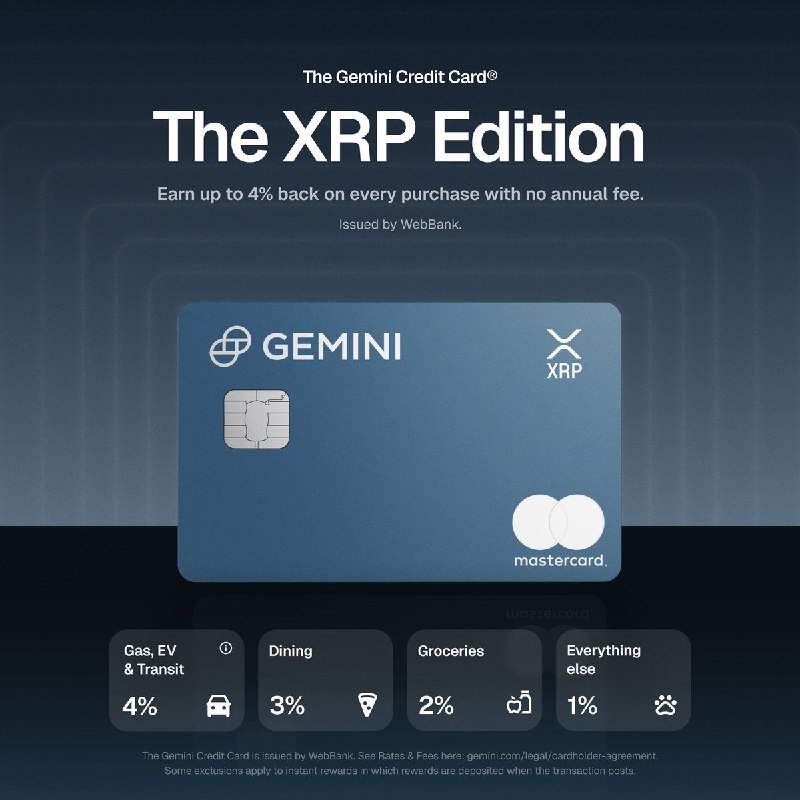 JUST IN: Gemini launches $XRP credit card.📰 Full Story@WatcherGuru