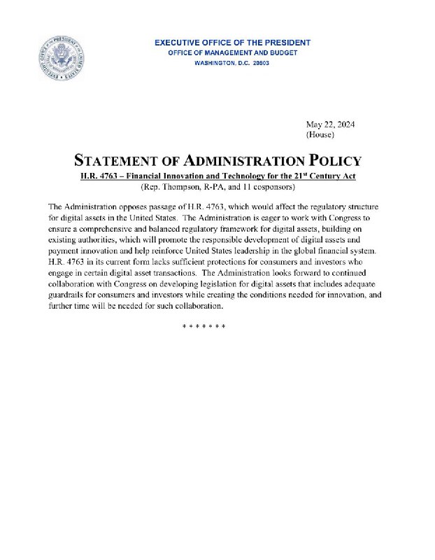 JUST IN: 🇺🇸 President Biden will not veto FIT21 crypto bill if passed today.@WatcherGuruJUST IN: 🇺🇸 President Biden will not veto FIT21 crypto bill if passed today.@WatcherGuru