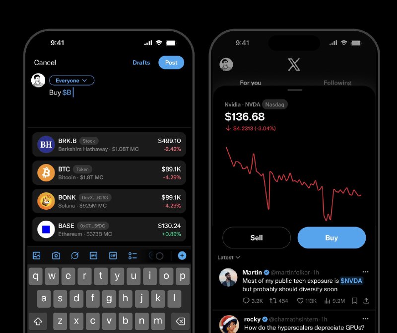 JUST IN: X to launch built-in price tracking for crypto tokens and stocks directly from the timeline.@WatcherGuru